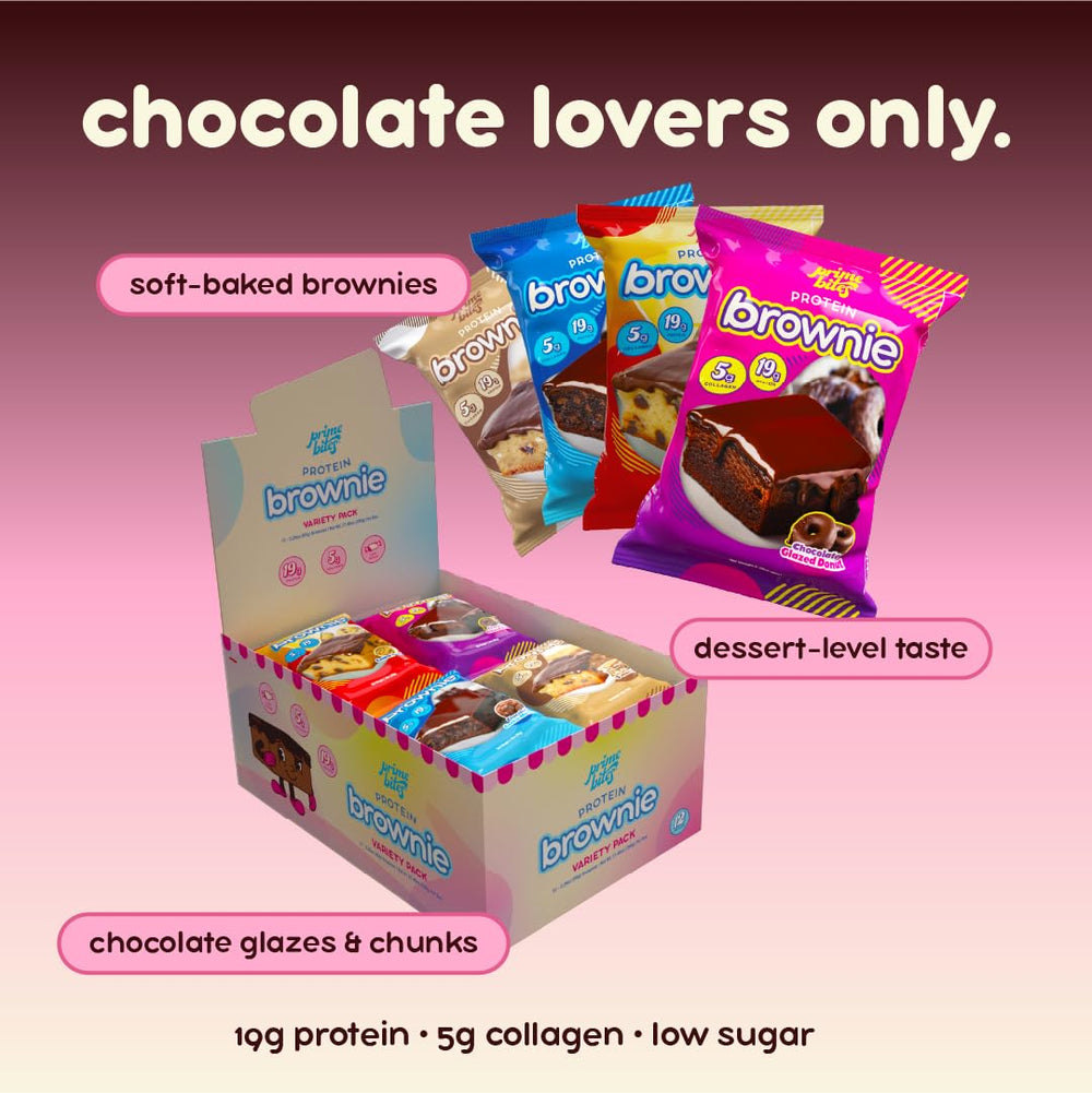 Alpha Prime Prime Bites Flavor Variety Pack with multiple brownie flavors.