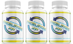 Alpha Pure Resurge XP bottle on nightstand inviting calm pre-sleep routine.