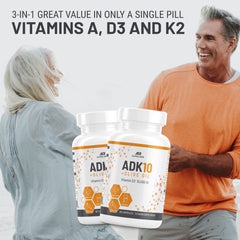 ALPHA RISE ADK10 bottle packaging showcases value and convenience.