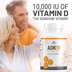 ALPHA RISE ADK10 olive oil feature illustrates fat-based absorption support.