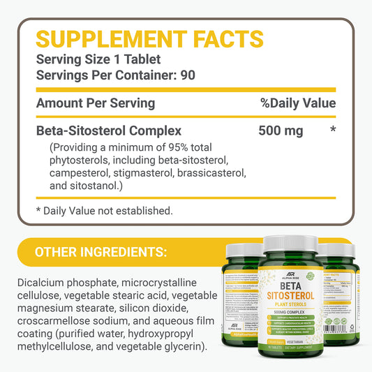 Close-up of ALPHA RISE bottle cap highlighting non-GMO plant sterols.