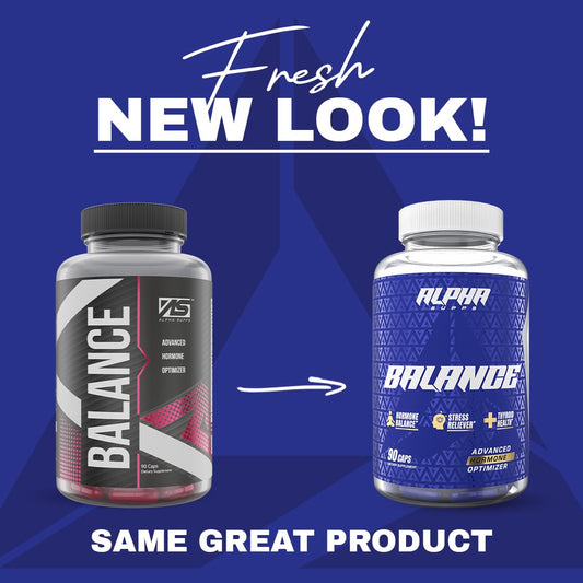 Alpha Balance capsules neatly arranged to illustrate convenient daily hormonal balance support.