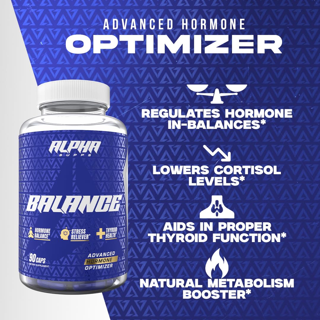 Closeup of Alpha Balance label highlighting KSM-66 and Bioperine ingredients.