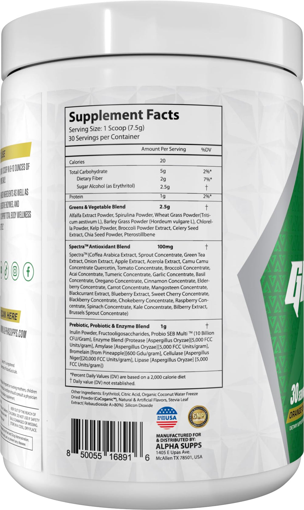 Alpha Greens prebiotic Inulin focus suggests gut-friendly fiber support