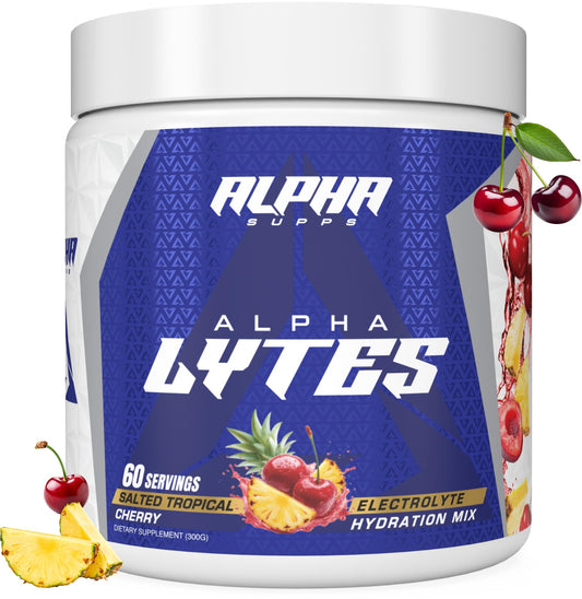 Alpha Supps Alpha Lytes bottle being poured for quick hydration.