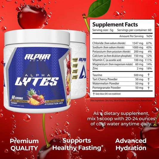 Alpha Supps Alpha Lytes dissolving in water to deliver electrolytes without sugar.
