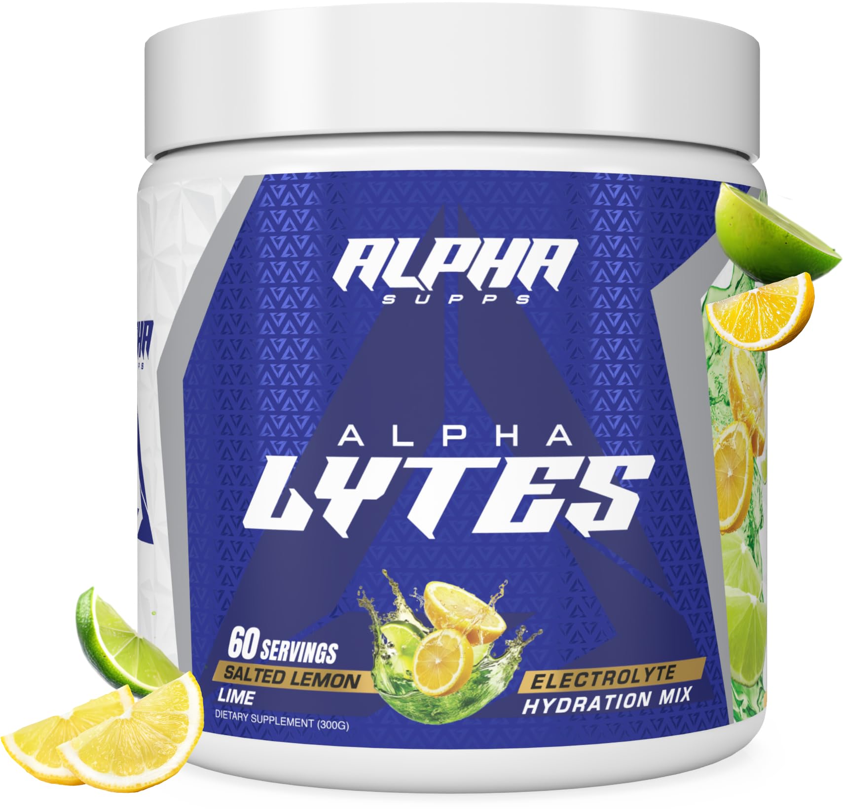Alpha Supps Alpha Lytes front label highlighting zero sugar hydration benefits.
