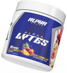 Alpha Supps Alpha Lytes on the go hydration in a gym bag.