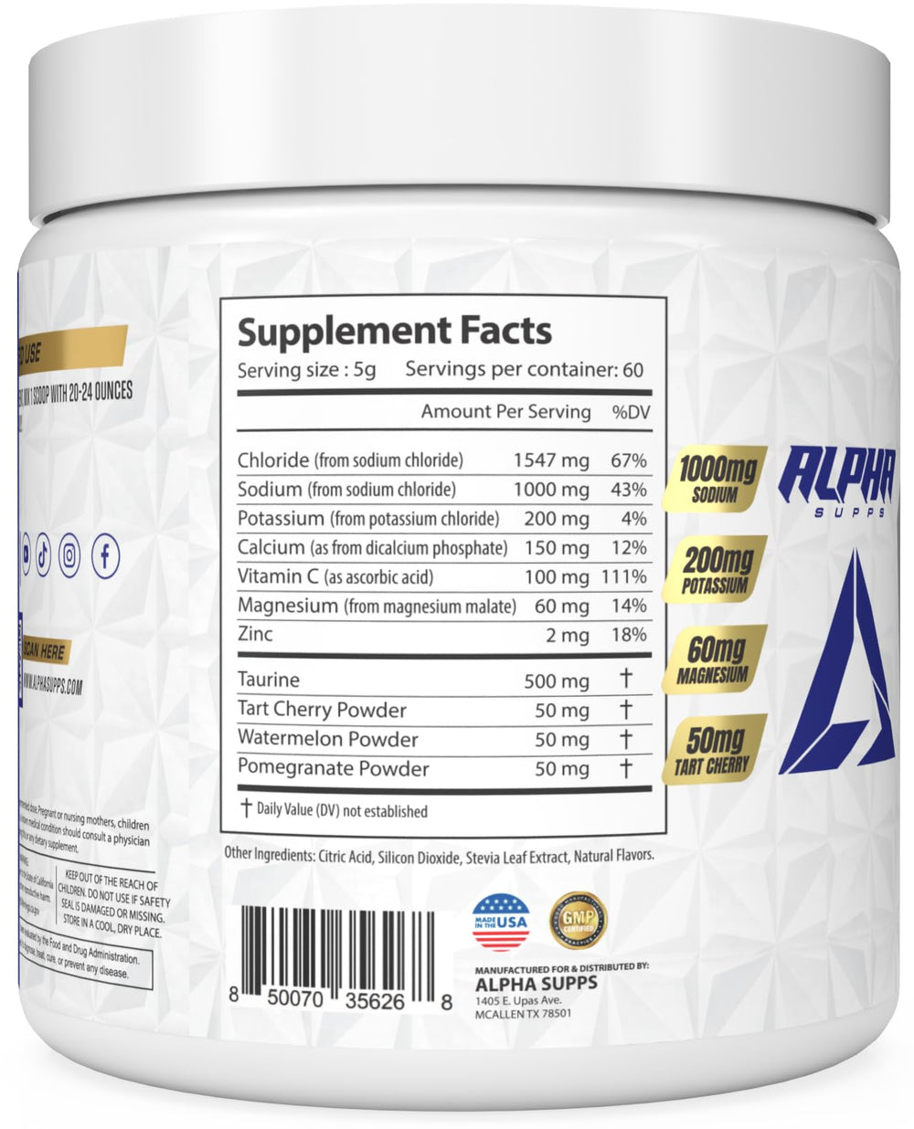 Alpha Supps Alpha Lytes scoop included for precise serving.