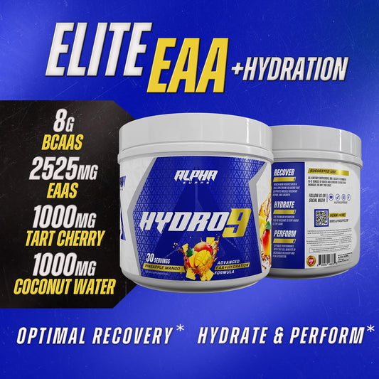 Hydro 9 Aminos being poured for intra-workout hydration with watermelon flavor