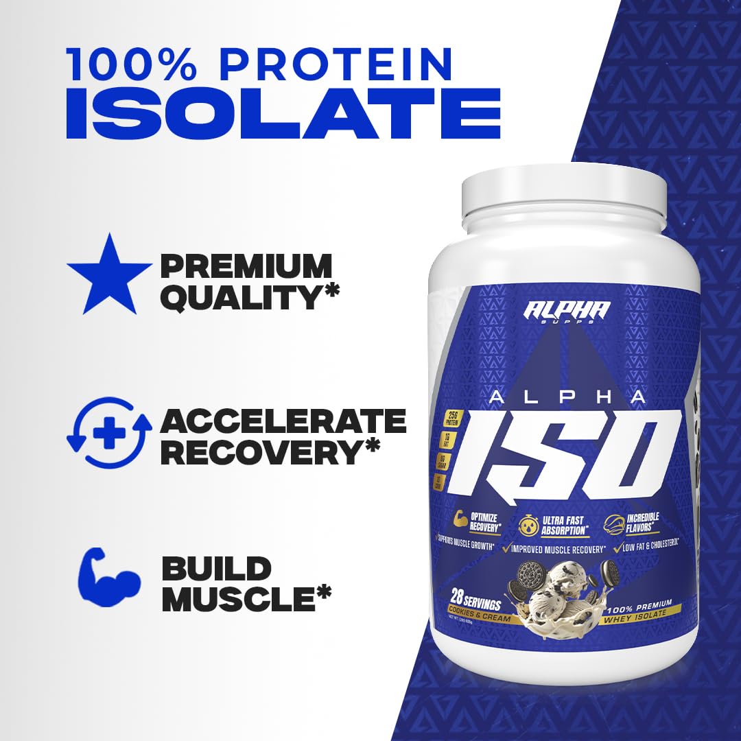 Alpha Supps ISO cookies and cream flavor appears indulgent