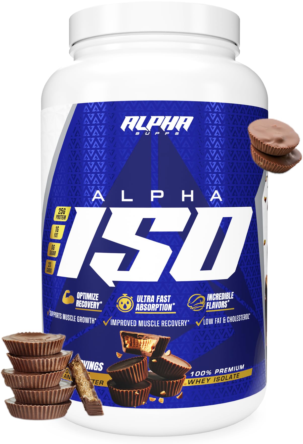 Alpha Supps ISO whey protein bottle for post-workout recovery and clean fuel