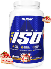 Alpha Supps ISO bottle with Strawberry Shortcake flavor for post-workout recovery