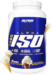 Alpha Supps ISO protein tub with vanilla label for post-workout support