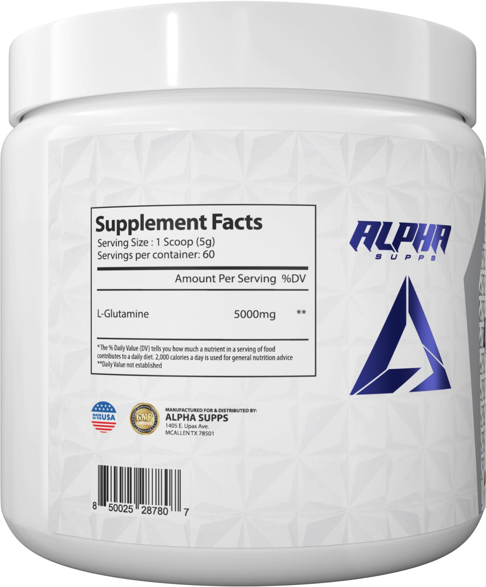 Alpha Supps Pure L-Glutamine microfine texture shown in a scoop for fast absorption