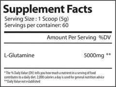 Alpha Supps L-Glutamine powder with glass of water for daily immune support