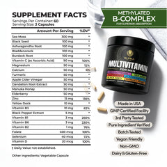 Alpha Tribe multivitamin men capsules closeup for convenient dosing