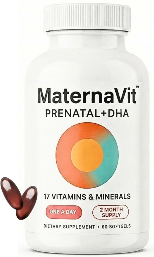 AlphaHealth MaternaVit bottle pour for easy daily prenatal support.