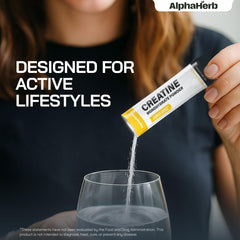 AlphaHerb Creapure Creatine Lemon stick pack ideal for training days.