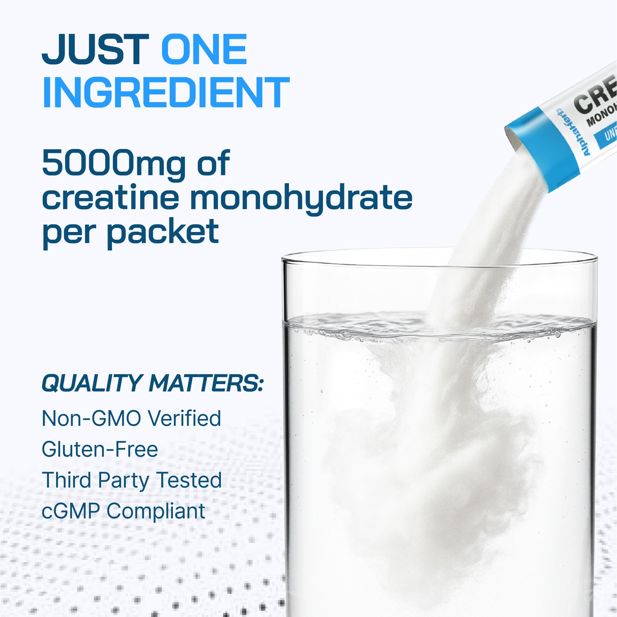 AlphaHerb Creatine Monohydrate mixed into water, showing flavor-free blend.