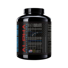 Alpha Nutrition Labs Whey Isolate Vanilla label close-up highlighting low carb profile