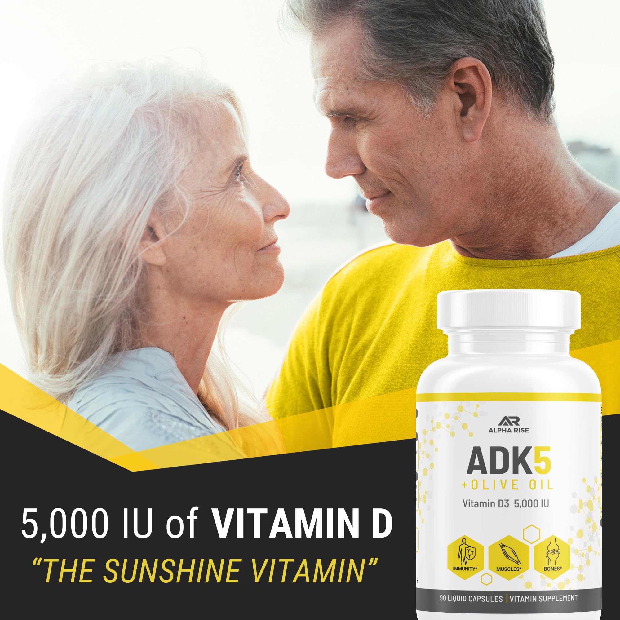 OLIVE OIL and ALPHA RISE ADK bottle illustrate natural absorption carrier