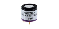 Alphasense O2-A2 oxygen sensor front view offering stable readings for gas detectors.