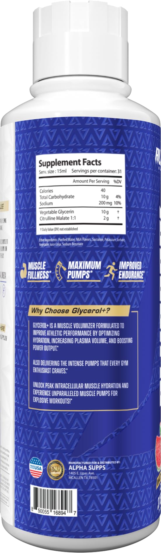 Alpha Supps Glycerol+ Hydration Boost promotes better fluid balance during intense sets
