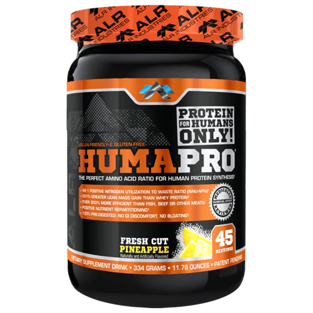 ALR Humapro bottle pour highlights precise dosing for lean muscle goals.