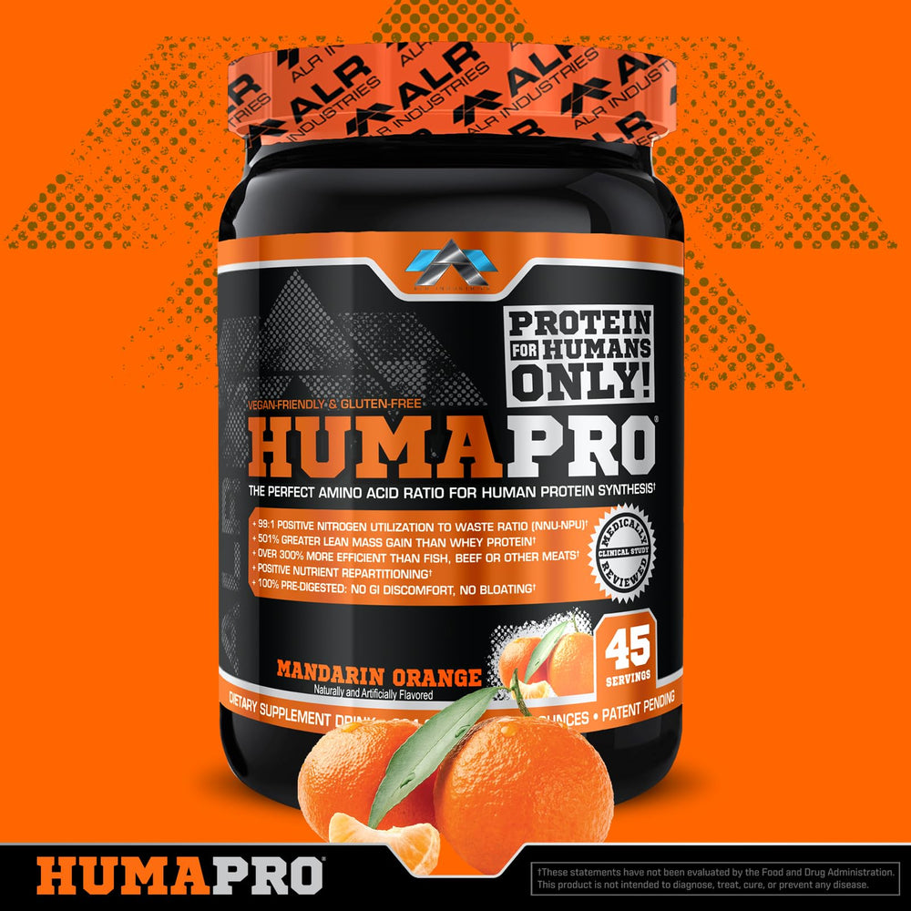 Humapro jar on kitchen counter suggests vegan protein alternative for meals.