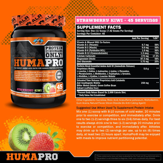 ALR Industries Humapro label closeup highlighting amino acid formulation for rapid absorption.