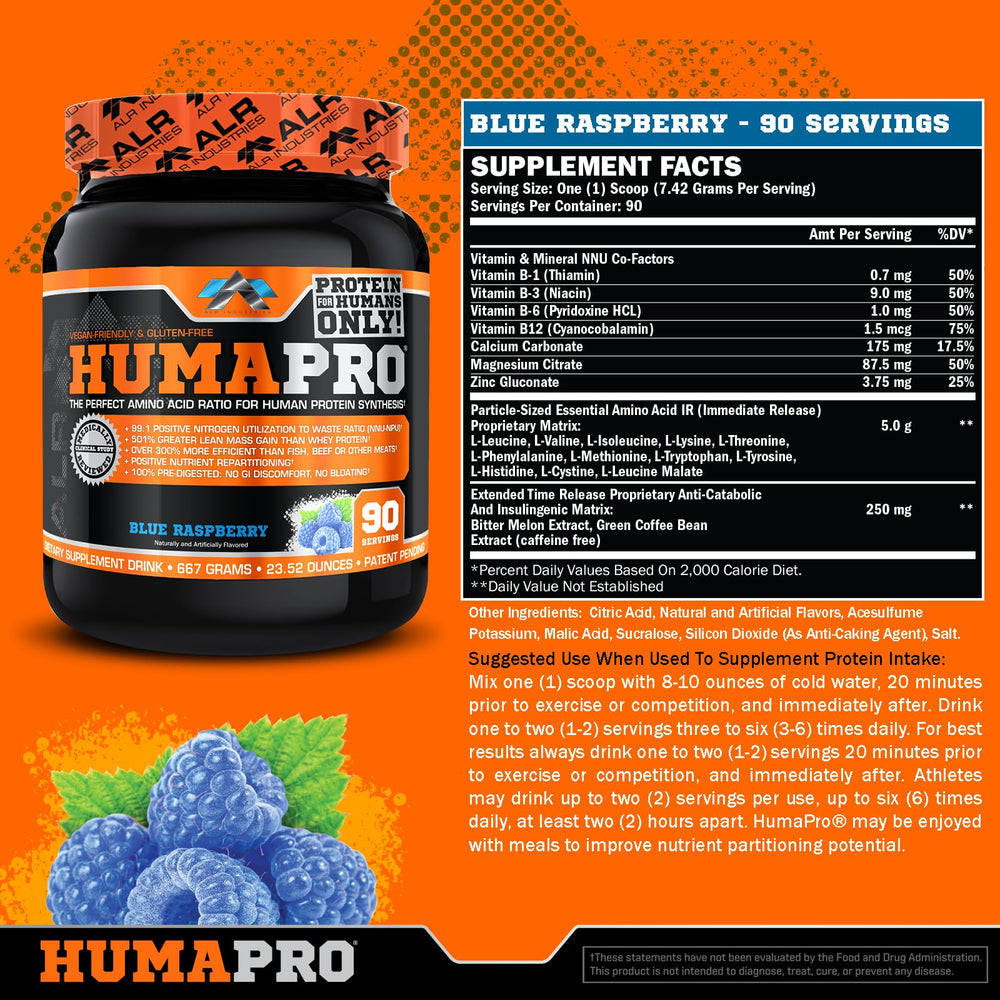 Humapro scoop dispensing highlights precise serving guidance for efficient amino acid utilization