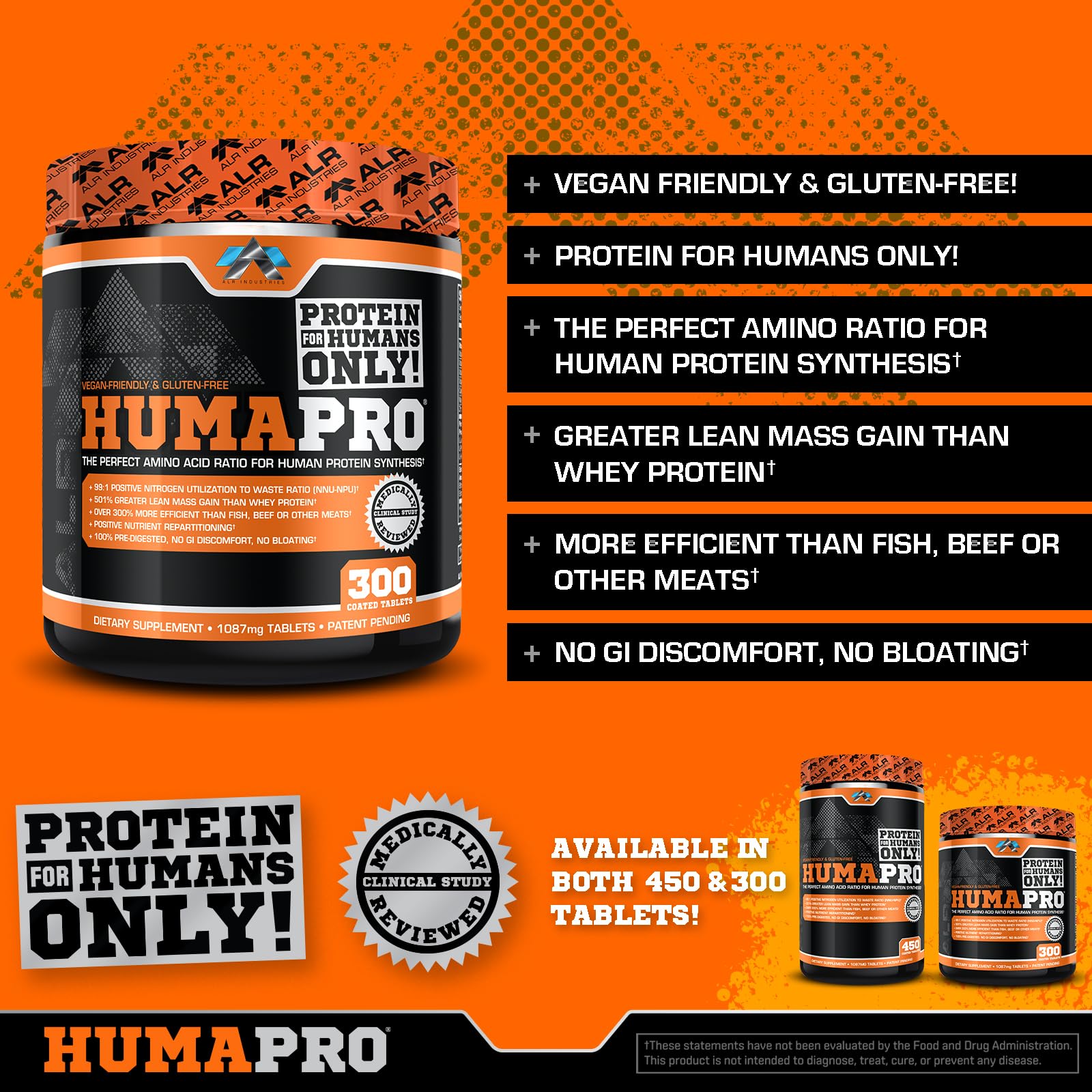 ALR Industries Humapro tablets serving spoon demonstrates easy daily dosage.
