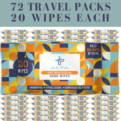 ALTA+ travel size wipes back label with safety notes