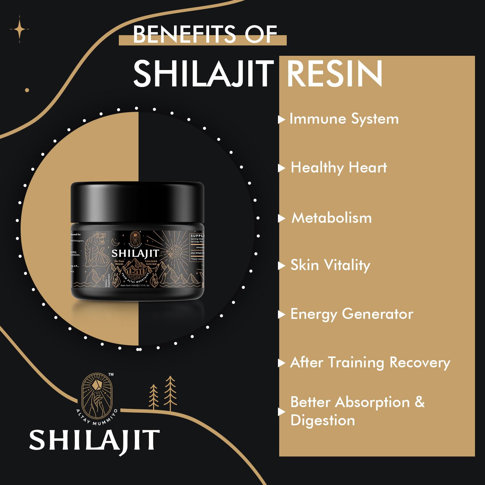 ALTAY MUMMIYO dark glass jar packaging preserves potency.