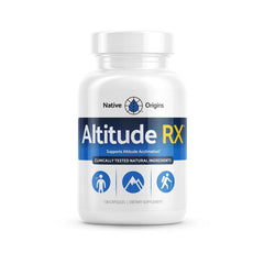Altitude RX OxyBoost Complex bottle shows 60 servings for travel-ready altitude support.
