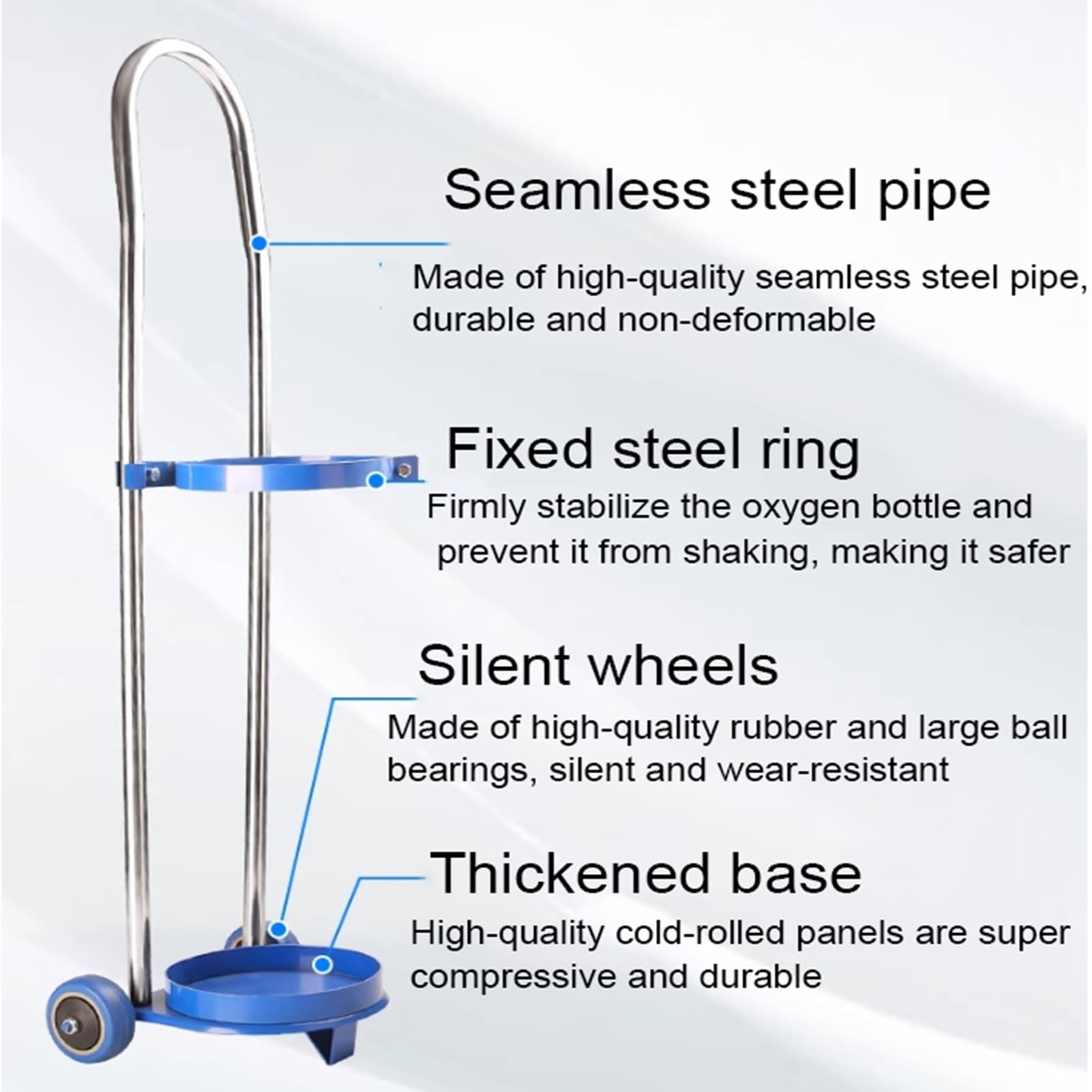 Altovexis cart compatible with size D or E cylinders for versatility.