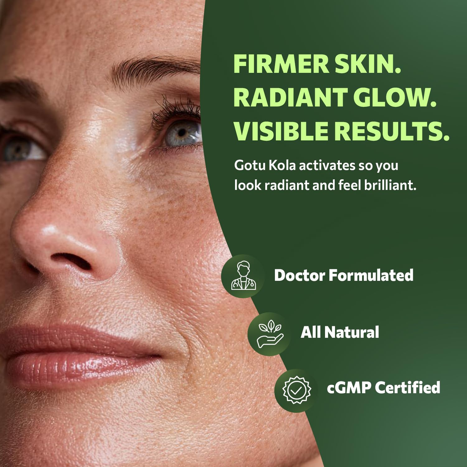 Aluma Labs Gotu Kola capsules with skincare routine emphasis on circulation and firmness