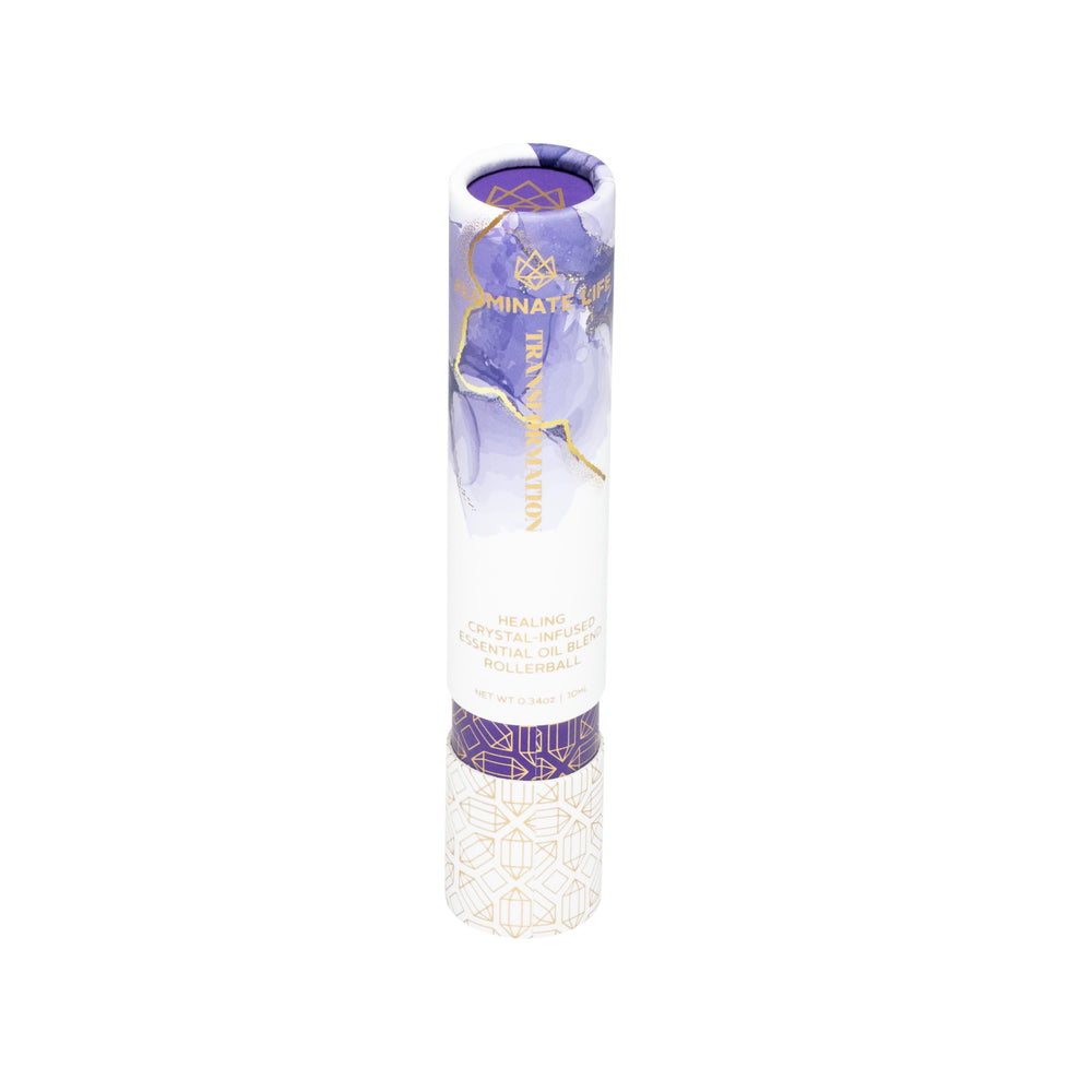 Aluminate Life amethyst crystal-infused rollerball with crystal infusion for transformation and clarity.