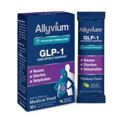 Alyvium nausea and diarrhea stickpack front packaging for convenient daily use