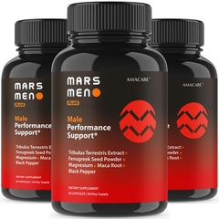 AMACARE Mars Men Plus bottle front for daily wellness capsules.