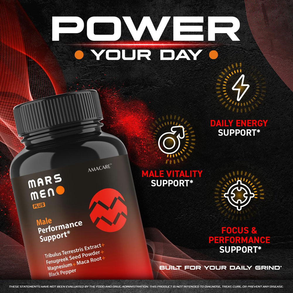 AMACARE Mars Men Plus capsules aligned in pack for everyday vitality