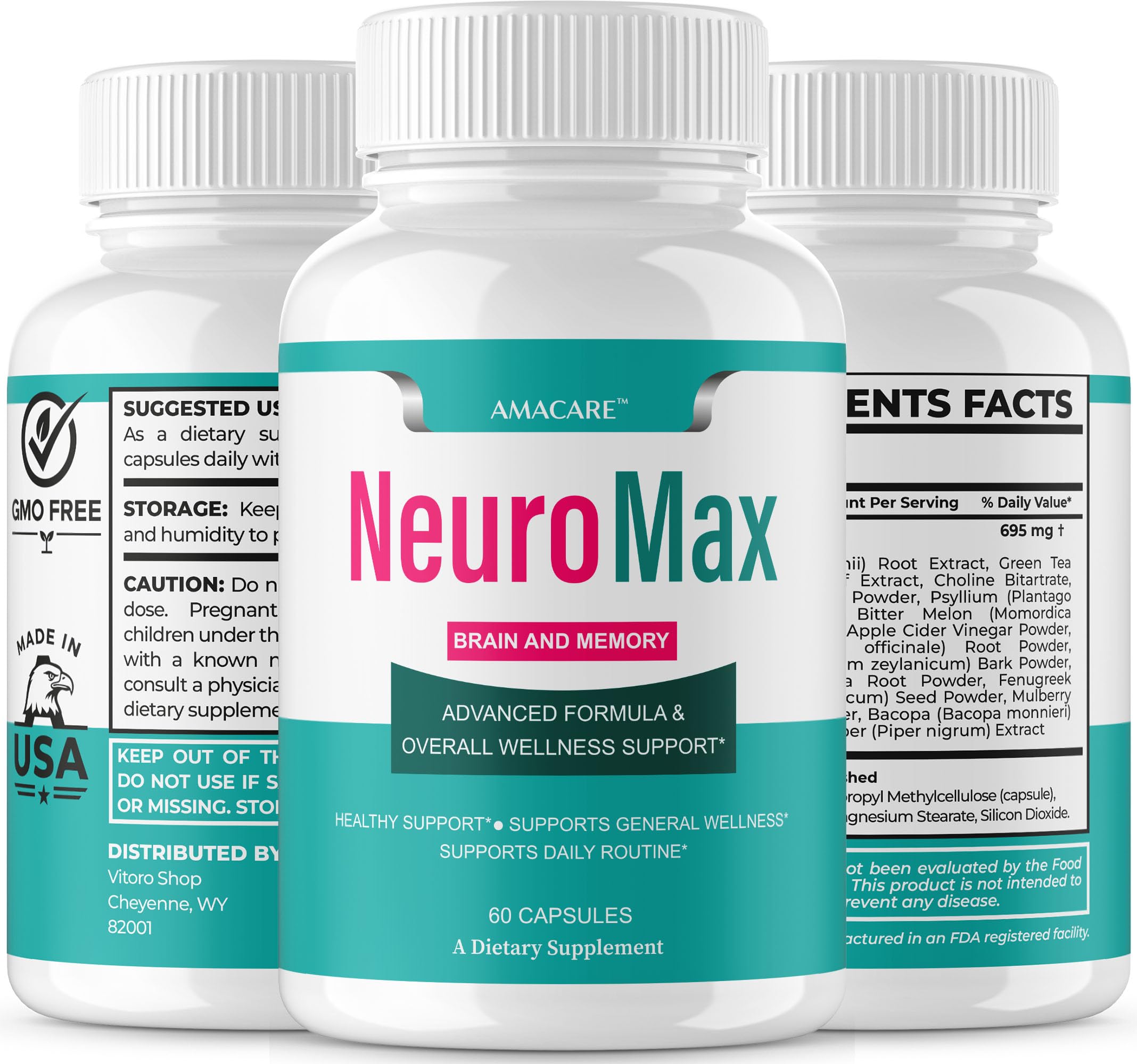 AMACARE Neuromax brand logo visible on bottle