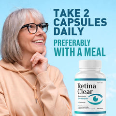AMACARE Retina Clear label shows ingredients for eye health support