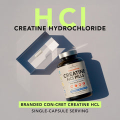 AMANDEAN Creatine HCl capsules close-up highlighting veggie capsules.