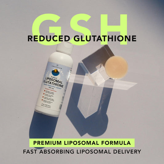 AMANDEAN Liposomal Glutathione bottle label highlights premium formula