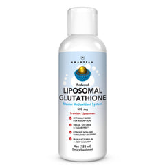 AMANDEAN Liposomal Glutathione bottle pour demonstrates easy serving and potency