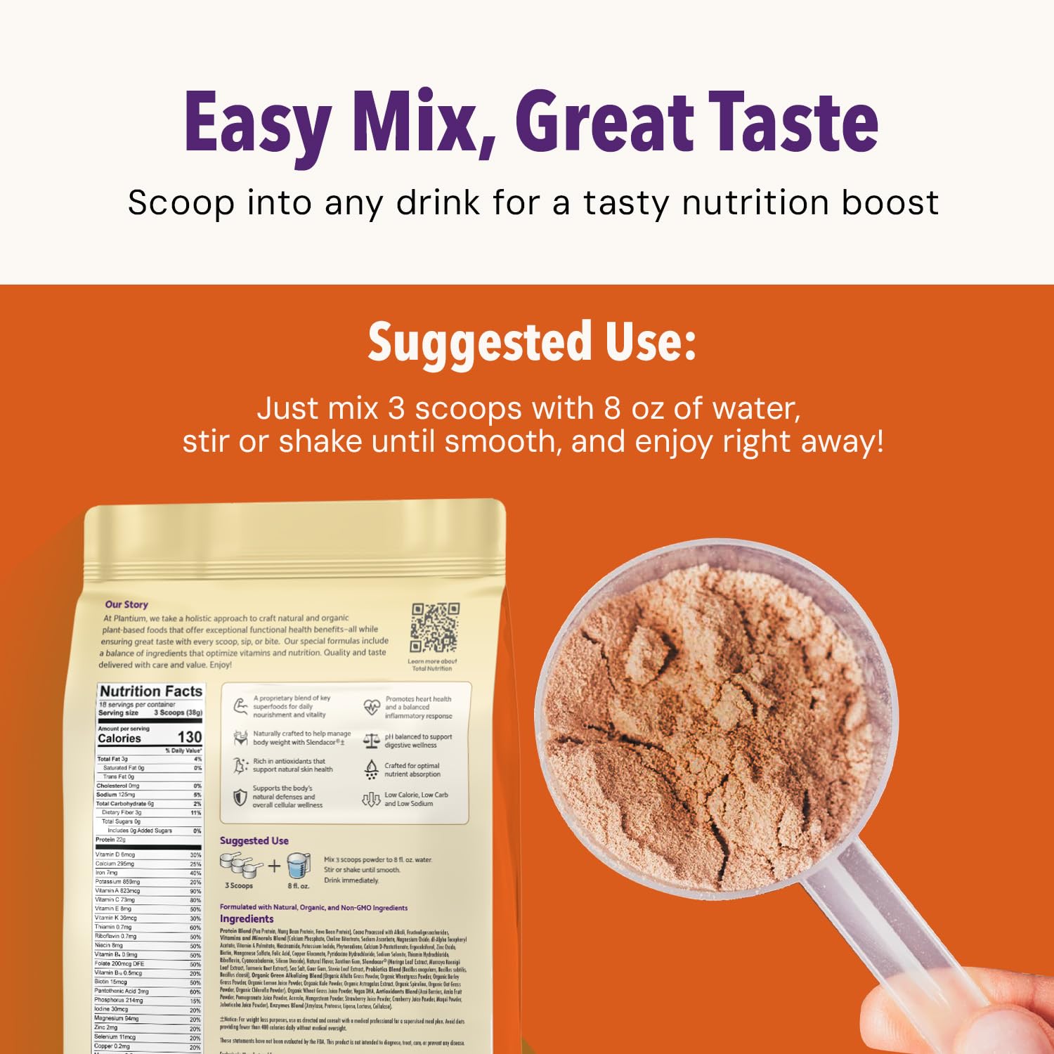 AMAXI Plantium Total Nutrition daily greens image, contains antioxidant-rich superfoods