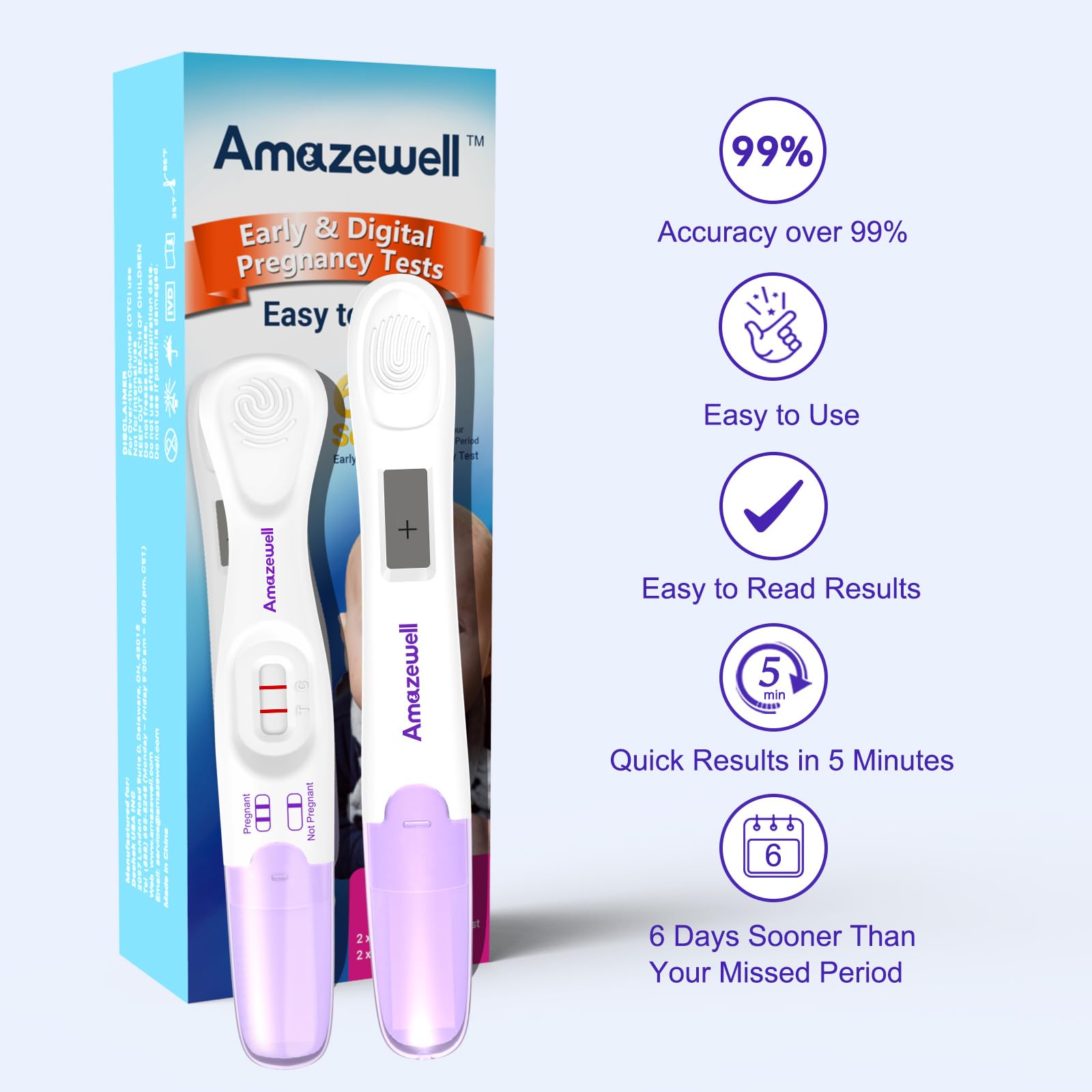 Amazewell digital test sound alerts guide you through testing.