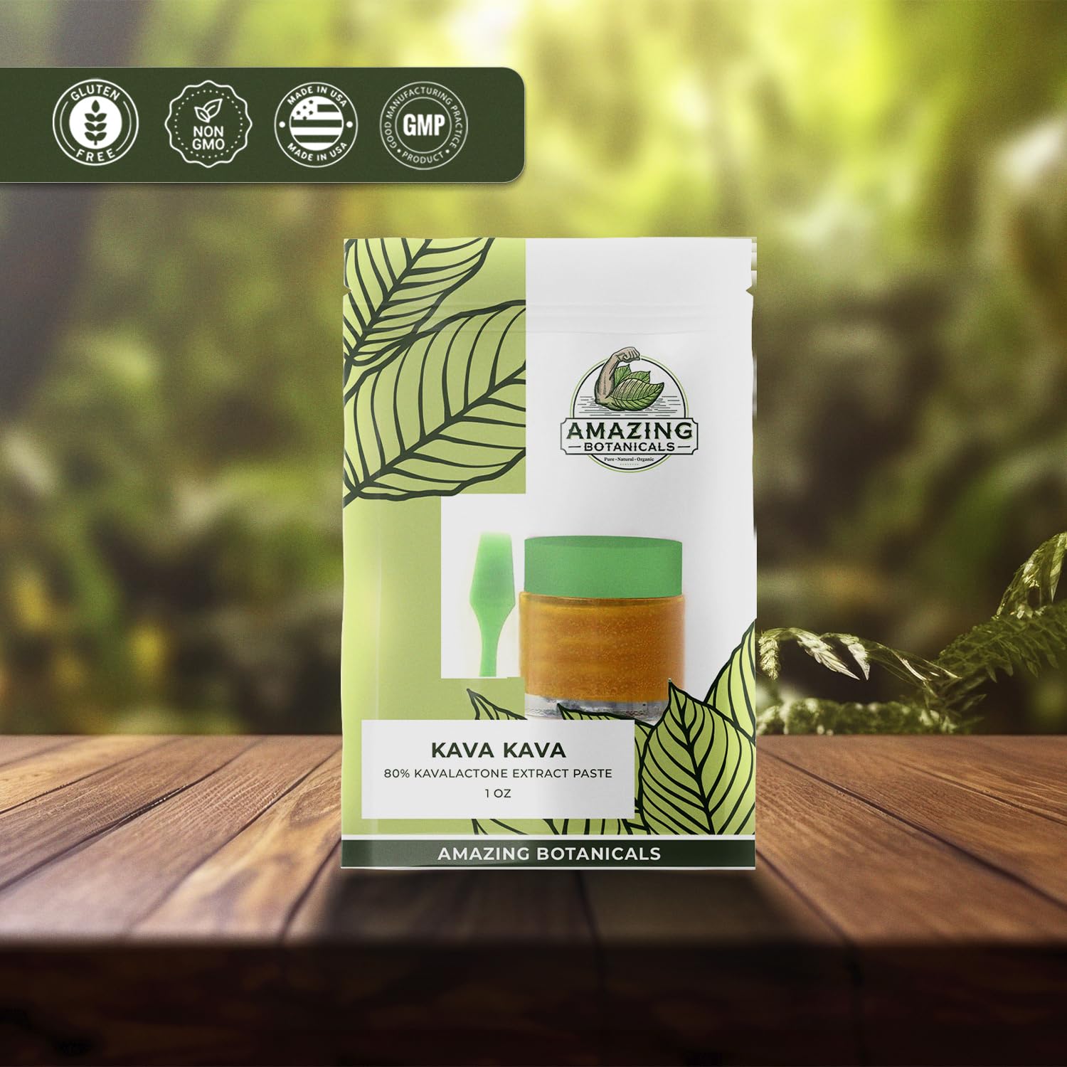Amazing Botanicals Kava Kava paste label communicates purity and quality.